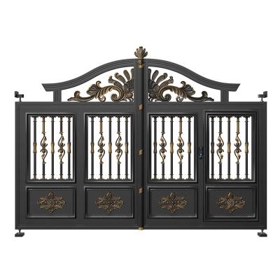 China Easily Assembled Basic Iron Track Designs Automatic Yard Garden Gate Villa Gate Sector Aluminum Swing Art Gate for sale