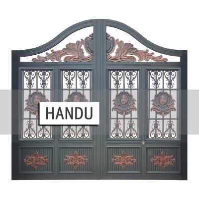 China Morden Handu Base Track Aluminum Designs With Foldable Nigeria Iron Curve Sliding Gate Design for sale