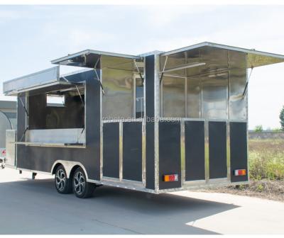 China Mobile vegetable processing plant pizza oven food trailer Chinese BBQ fast food truck cart with porch for sale for sale