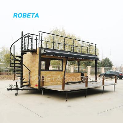 China British Double Decker Coffee Food Vegetable Processing Plant 2 Layer Mobile Cart Truck Food Street Trailer for sale