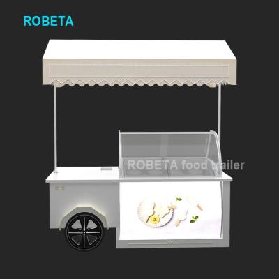 China Cute Snow Cone or Soft Cart Italian Bun Ice Cream Push Cart with Freezer for Ice Cream for sale