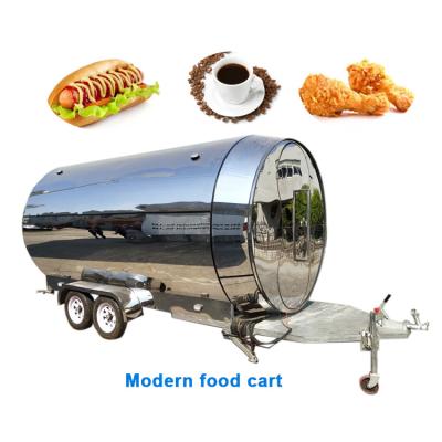 China Food-supply van airstream carro cafe trailer mirror trailer factory customized tow bar fast food trucks caravan airstream vegetables processing for sale