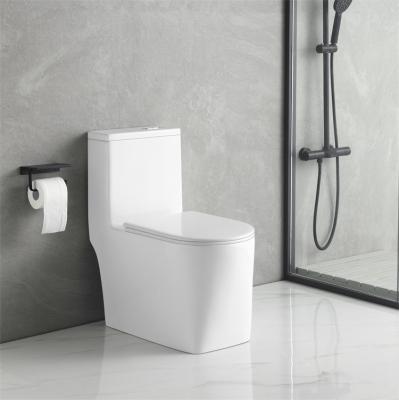 China High Quality Double-Flow Ceramic Sanitary Ware Bathroom Water Closet One-Piece Toilet with Soft Closed Seat Cover Tank Top Double-Flow for sale