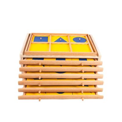 China Montessori Wooden Educational Wooden Geometric Cabinet Education Toys Baby Beech Wood Baby Intelligence Cabinet with 35 Insets for sale