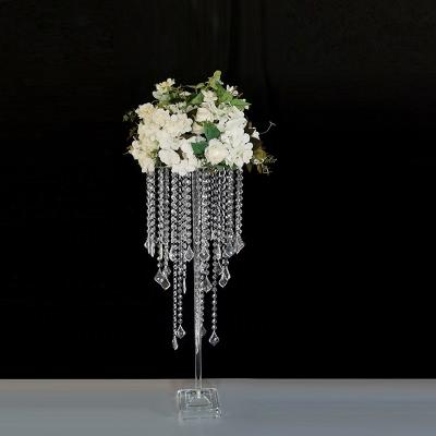 China 2021 Top Selling Clear Acrylic Wedding Flower Rack Road Loading Flower Stand Tall Wedding Pillar Crystal Supplier for sale