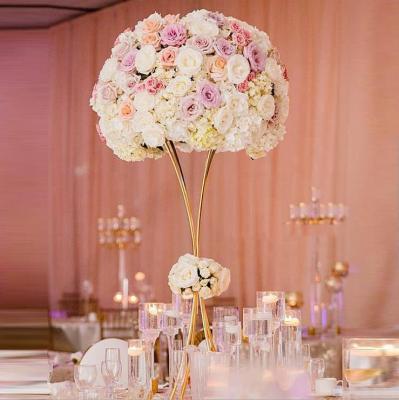 China Cheapest metal flower stand gold wedding table centerpieces wedding walk road flower stand wholesale for sale