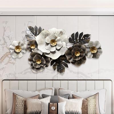 China Hot Sale Black White Gold Wall Flower Wall Art Decor Wall Metal Art Supplier for sale