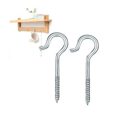 China Silver Metal Screw Hooks 3-3/8 Inch Round Cup Round End Screw Hooks for sale