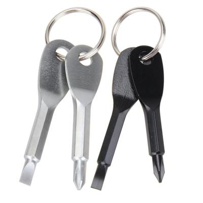 China Portable Multifunctional Key Chain Screwdriver Mini Key Shape Travel Fix Screw Kits With Key Ring for sale