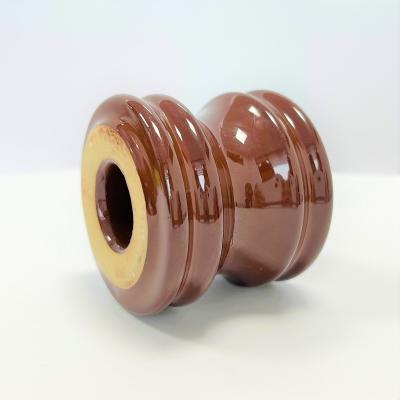 China Porcelain Low Voltage Brown Electrical Ceramic Insulators For Sale, Electrical Electrical elect. Glazed All Porcelain Type Coil Insulators for sale