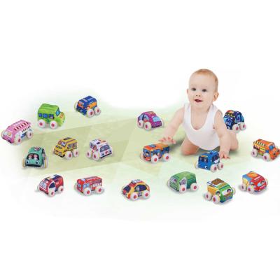 China Mini Safe Baby Kid Stuffed and Plush Cartoon Soft Cloth Pull Back Friction Car Cloth Inertia Vehicle Toy Set 46.5*35*21CM for sale