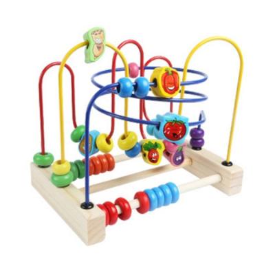 China Colorful Wooden Bead Maze Activity Cube Sensory Toy Abacus Roller Coaster Educational Circle 21.5*15.5*20CM for sale