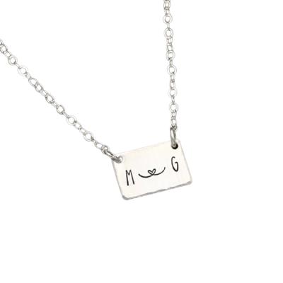 China Personalized Engraved Necklace Durable Tiny Sterling Silver Bar Love Initial Letter Necklace for sale