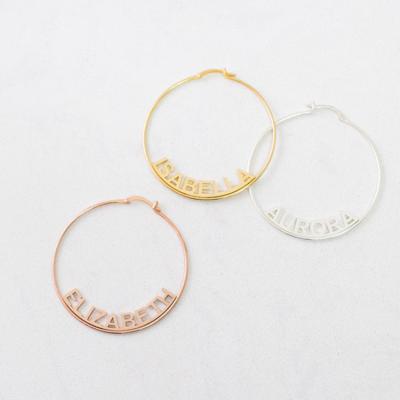 China TRENDY Fashion Personalized Gold Plated Custom Name Initial Circle Earrings For Women for sale