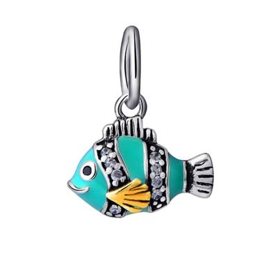 China 100% Real 925 Sterling Silver Cute Cute Fish Beads Charms Fit European Bracelet For Kids Gift for sale