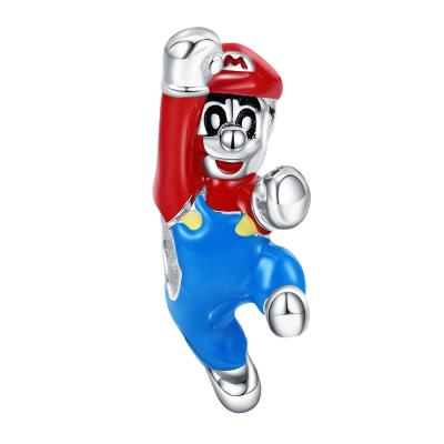 China FASHIONABLE 925 Pearl Silver Hat Superhero Plumber Beads Jumpsuits Blue Pants Prince Charms For Gift for sale