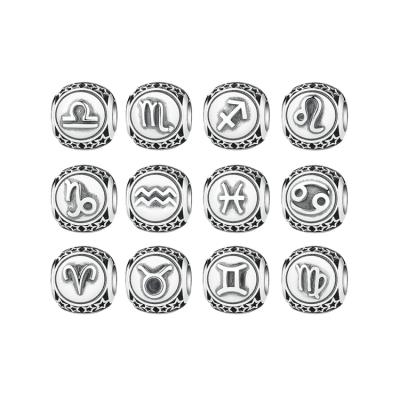 China Wholesale 925 Sterling Silver Silver 12 Zodiac Charms Beads For Snake Chain Bracelets for sale