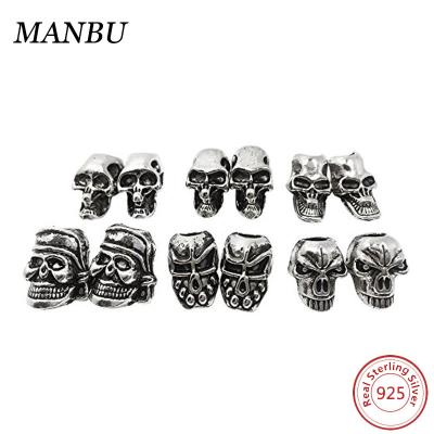 China Jewelry Charms For Paracord Jewelry Charms For Paracord Skull Beads 03174 Sterling Silver for sale