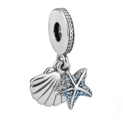 China Shell Charm Starfish Shell Charms Silver 925 CZ Blue Green JF8938-M Custom Pendant for sale