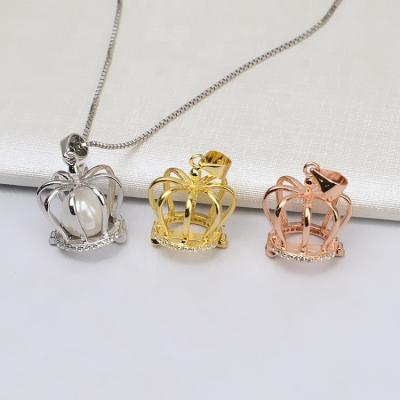 China Fashionable 925 Sterling Silver Diffuser Jewelry Bead Cage Pendant Crown Pendant for sale