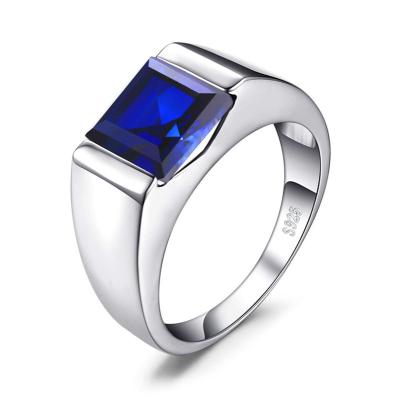 China Vintage Rings Sterling Silver Men / Minimalist Hot Blue Sapphire Ring 925 Sterling Silver for sale