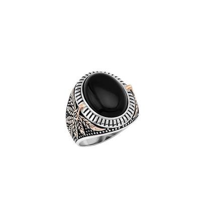 China Hot Sale 925 Sterling Silver Black Onyx Rings Silver For Men Signet Rings for sale