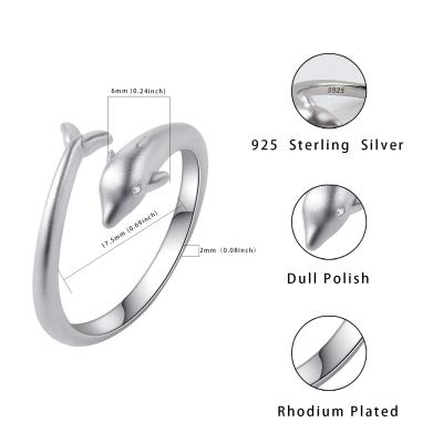 China Vintage / Minimalist Sterling Silver Dolphins Rings Adjustable Open Rings Summer Ocean Jewelry For Girls for sale