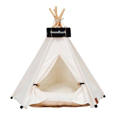 China Sustainable Cotton Fabric Pet Tent Luxury Collapsible Dog Teepee for sale