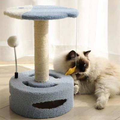 China Fantasy Purple Sisal Castle Large Modern Climbing Pet Scraper Apartment Furniture Wooden Tower Cat Tree for sale