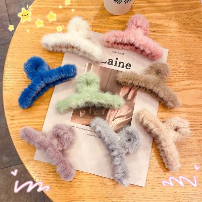 China Autumn and winter models plush crochet clip girl shark clip soft single hair clip rabbit hairpin net red soft female hairpin for sale