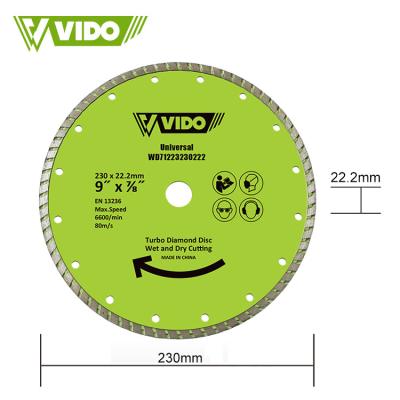 China Granite/Marble/Brick/Concrete/Stones Cutting VIDO 230 Diamond Saw Blade Cutting Disc For Tile Granite And Ceramics for sale