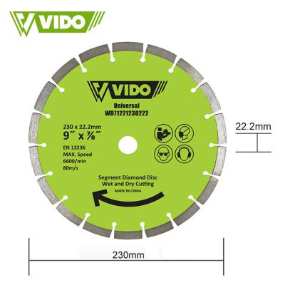 China Granite/Marble/Brick/Concrete/Stones Cutting VIDO 230mm 9inch Angle Grinder Ceramic Diamond Cutting Disc For Granite for sale