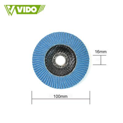 China VIDO 4inch 100mmx40 Calcined Abrasive Calcined Zirconium Fiberglass Backing Fin Disc Zirconia Flexible Auto Wheel for sale