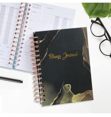 China Hardcover Book Customized Exercise Program Spiral Diet Fitness Journal Organized Notebook Fitness Planner for sale