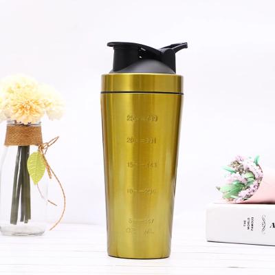 China Viable Outdoor 25oz Gym Ball Stainless Steel Sports Water Bottle Single Wall Protein Mixing Shaker for sale