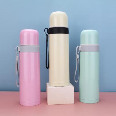 China Vacuum Thermos Stainless Steel Bullet Flask Portable 500ml Water Bottle 24 Hours Hot Cold Tea With Bag for sale