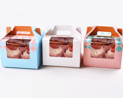 China Recycled materials custom printed flat shipping carton food grade paper packaging box for cupcake cake pizza dessert candy sobremesa bread for sale