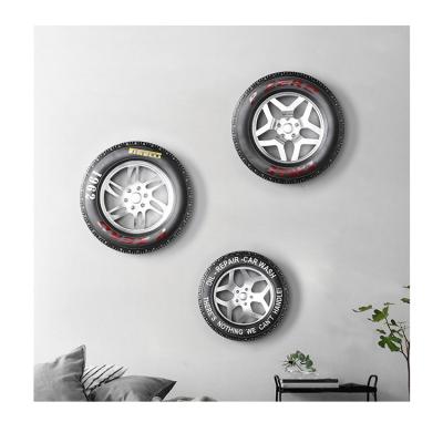 China Creative European Iron Tire Tire Wall Pendant Retro Home Bar Tire Decorative Metal Crafts Pendant for sale