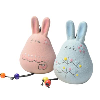 China Europe Handmade Ceramic Wind Rings Quality Assurance Decoration Rabbit Pendant Hanging Ceramic Crafts for sale