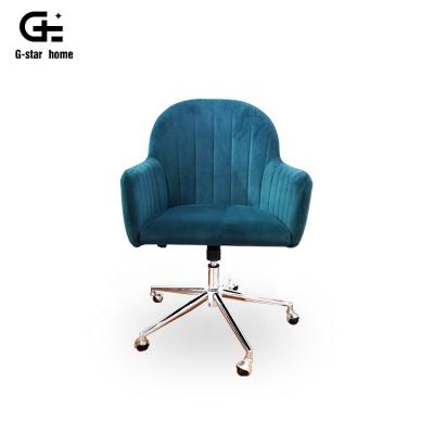 China Base Modern Executive Blue Swivel Chrome Chair Lift Home Office Commercial Swivel Fabric Furniture for sale