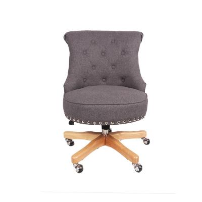 China Swivel Rotation Wooden Chair Lift Around Home Office Fabric Chair Tufted Computer Office Chair for sale