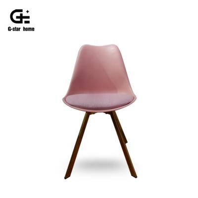 China Nordic Living Room Lovely Pink Upholstery Cushion PP Panel Plastic Dining Chair for sale