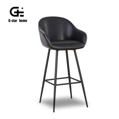 China Durable Metal Frame Manufacturers Supply Modern Leather Upholstered Covers Bar Stool Umpire Chair Black Metal Frame for sale