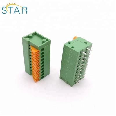 China 2.54mm Spring Terminal Block Connector Straight 11 Pin Green Terminal Block - A.W.G. 20 for sale