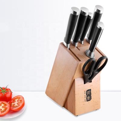 China Workable 7pcs Chef's Knife Set Black ABS Handle Serving Cleaver Stainless Steel Paring Knives Meat Butcher Kitchen Knife Set for sale