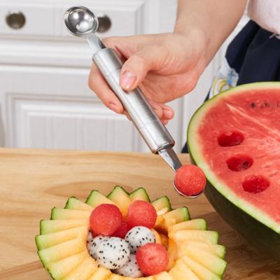 China Double Head Cantaloupe Cantaloupe Scooper Watermelon Double Slicing Knife Watermelon Scoop Viable Baller For Cutting And Scooping Fruit Melons for sale