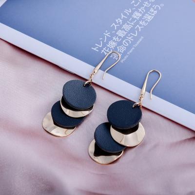 China New hot FASHIONABLE Movie Tassel Geometric Modeling Earrings Custom Round Thin Earrings Shape Personalized Jewelry Black Red Gold for sale