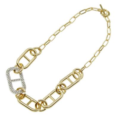 China And American Hiphop WomenCuban simple chain trombone clavicle buckle European hip-hop two color necklace personality exaggerated for sale