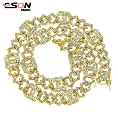 China Hiphop New Hip Hop Exaggerate Full Diamond Pig Nose Buckle Iced Out Cuban Chain Necklace Coffee Beans Adjust Cuban Chain Necklace for sale