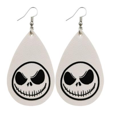 China Vintage Halloween Masks Custom Sublimation Earrings Sublimation Dangle Earrings Personalized DIY Multi-shape PU Leather Christmas for sale